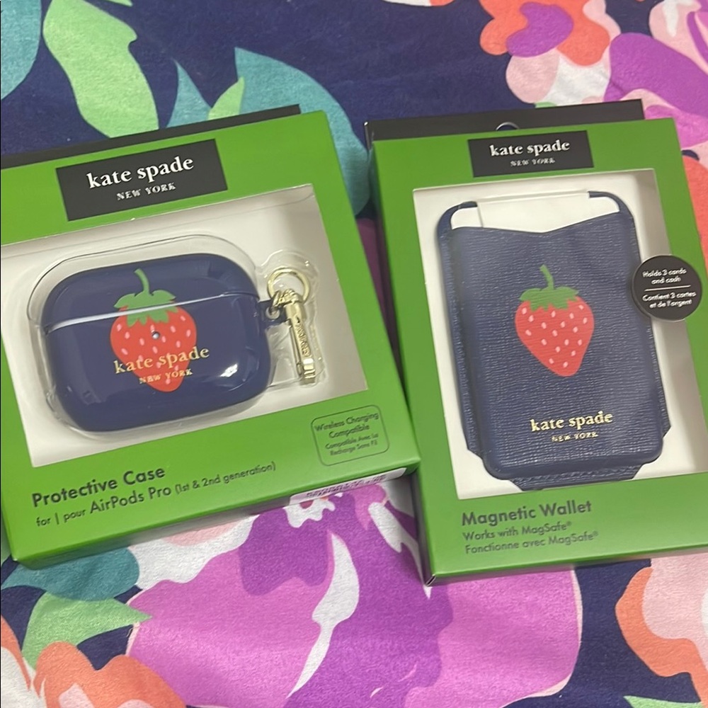 Kate Spade Blue Protective Case and Magnetic Wallet Set